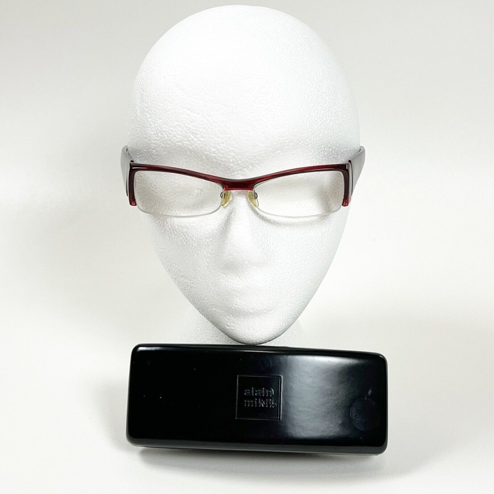 Alain Mikli A0491 16 Eyeglasses Frame Red 52-17-135 Half Rim with Case